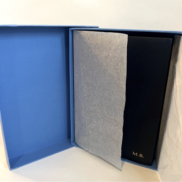 NIB Smythson THE SOHO Notebook in Navy - Leather - Personalized w/ letters “MB” - Picture 4 of 10